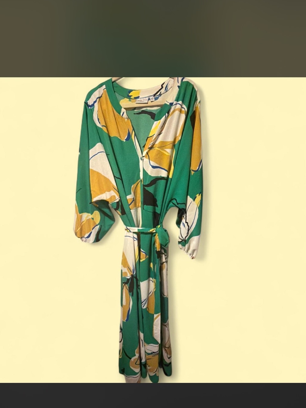 Green Floral Tie-Front Maxi Dress with Belt